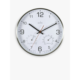 Acctim Komfort Analogue Non-Ticking Sweep Quartz Wall Clock, 30.5cm, Silver - thumbnail 1