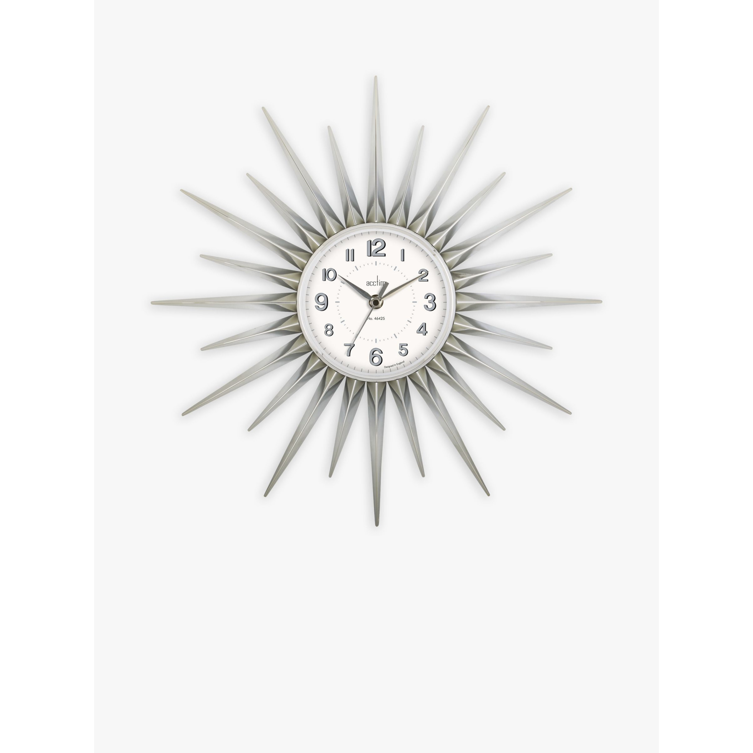 Acctim Stella Spokes Analogue Quartz Wall Clock, 44cm, Chrome - image 1