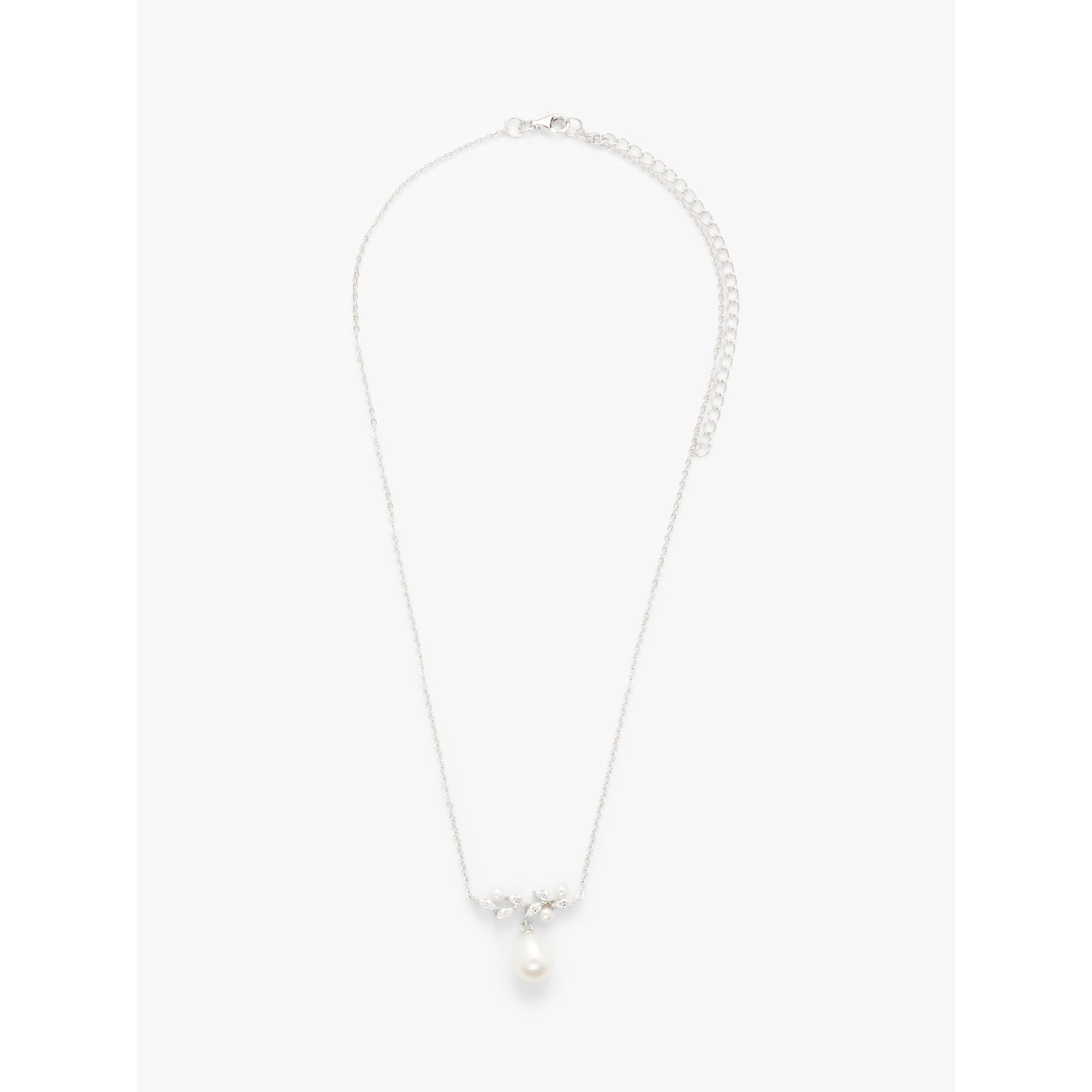 Lido Freshwater Pearl Cubic Zirconia Leaf Drop Pendant Necklace