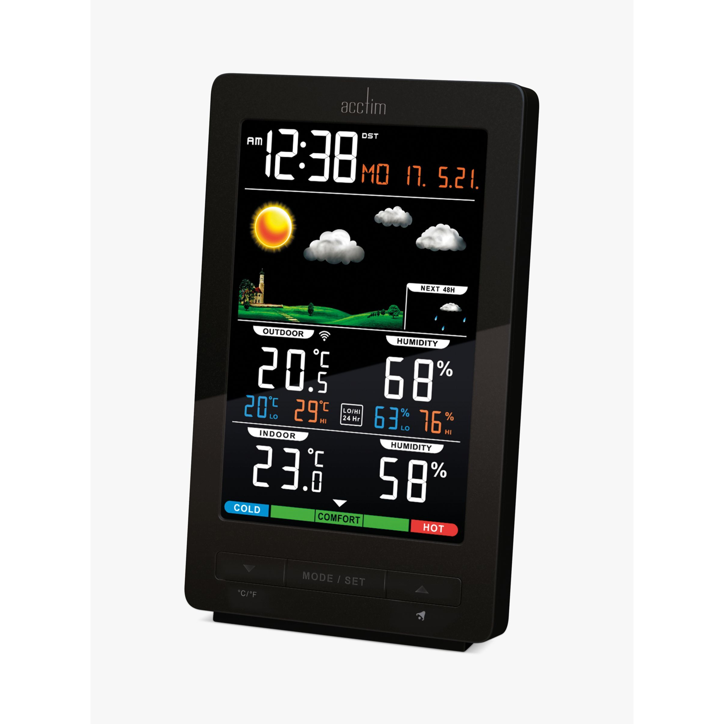 Acctim Ermir LCD Digital Weather Station Clock, Grey - image 1