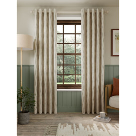 John Lewis Picot Stripe Embroidery Pair Lined Eyelet Curtains - thumbnail 2