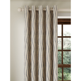 John Lewis Picot Stripe Embroidery Pair Lined Eyelet Curtains - thumbnail 1