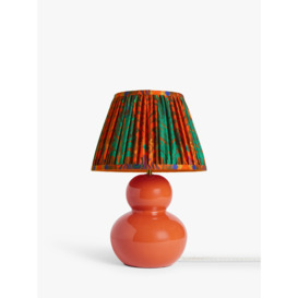 John Lewis + Matthew Williamson Curved Ceramic Lamp Base and Peacock Tapered Lampshade, Terracotta/Red - thumbnail 2