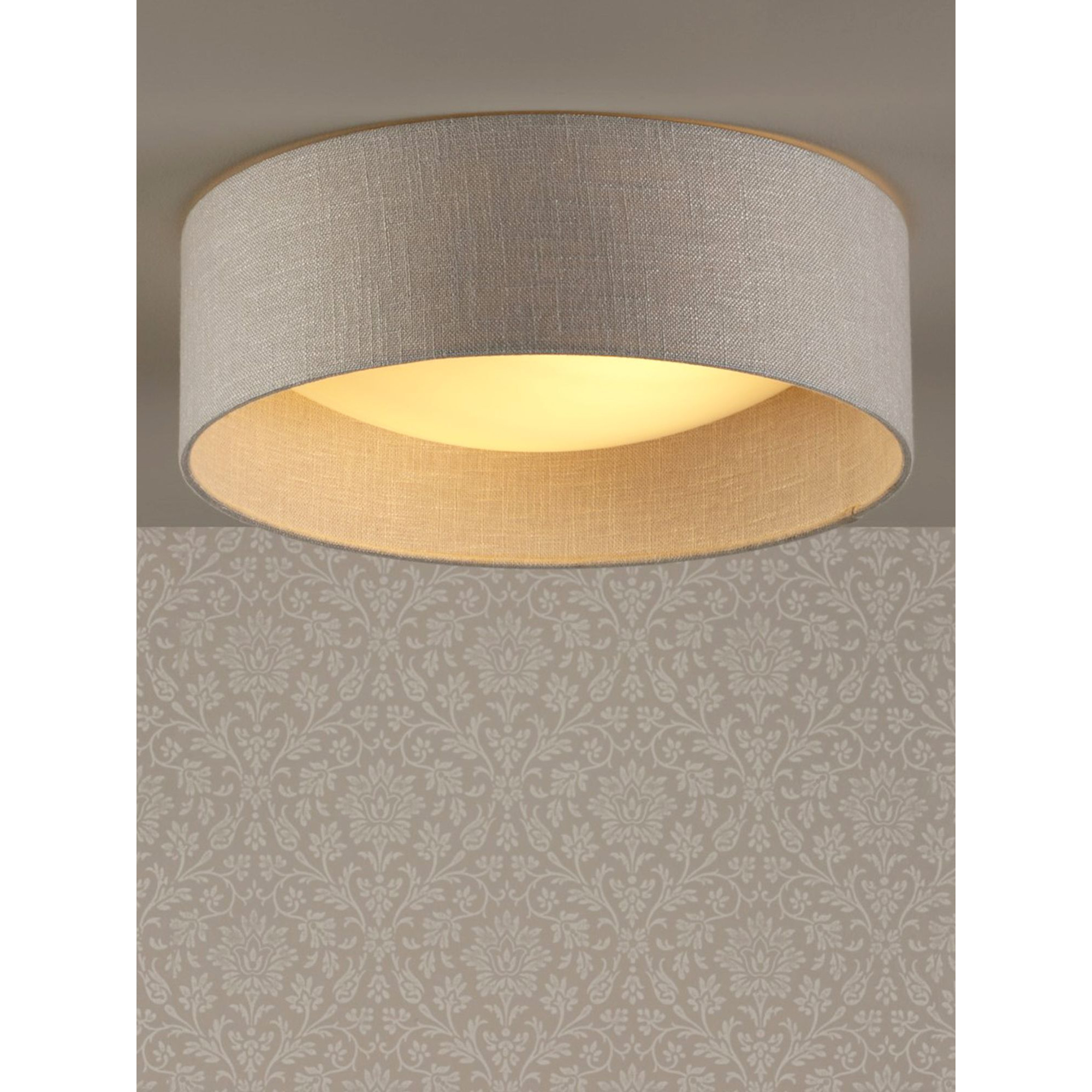 Laura Ashley Bacall Linen Concave Flush Ceiling Light, Woven Silver - image 1