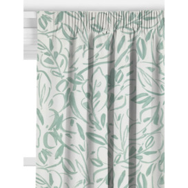 John Lewis Painted Leaves Made to Measure Curtains or Roman Blind, Dusty Green - thumbnail 2