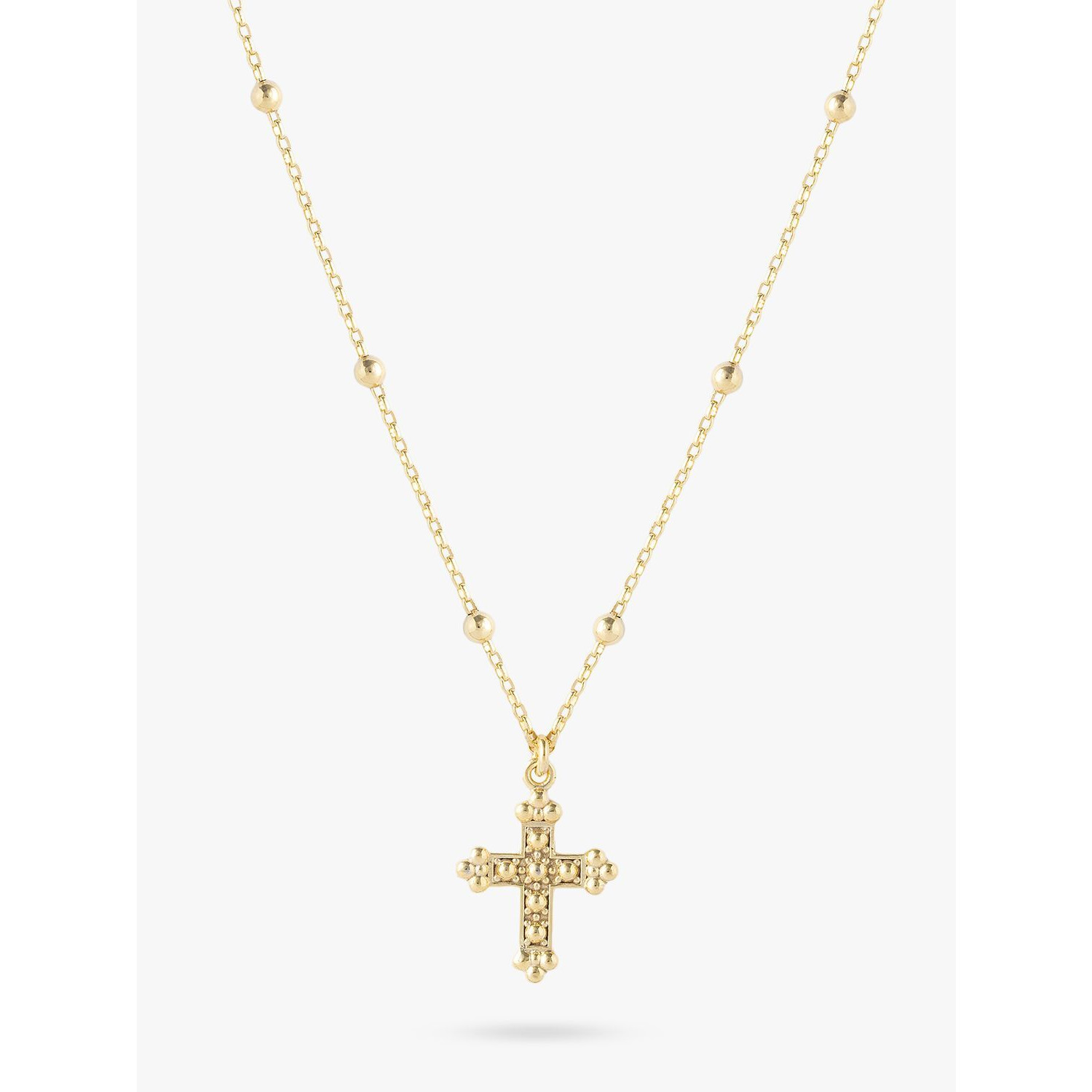 LARNAUTI Beaded Chain Cross Pendant Necklace, Gold