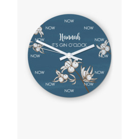 Treat Republic Personalised Gin O'Clock Glass Wall Clock, 20cm, Blue - thumbnail 1