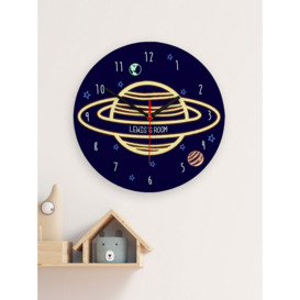 Treat Republic Kids' Personalised Space Glass Wall Clock, 20cm, Navy - thumbnail 2