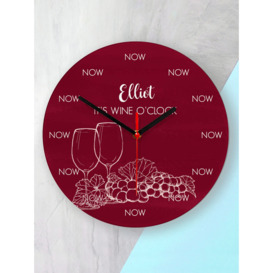 Treat Republic Personalised Wine O'Clock Glass Wall Clock, 20cm, Red - thumbnail 2