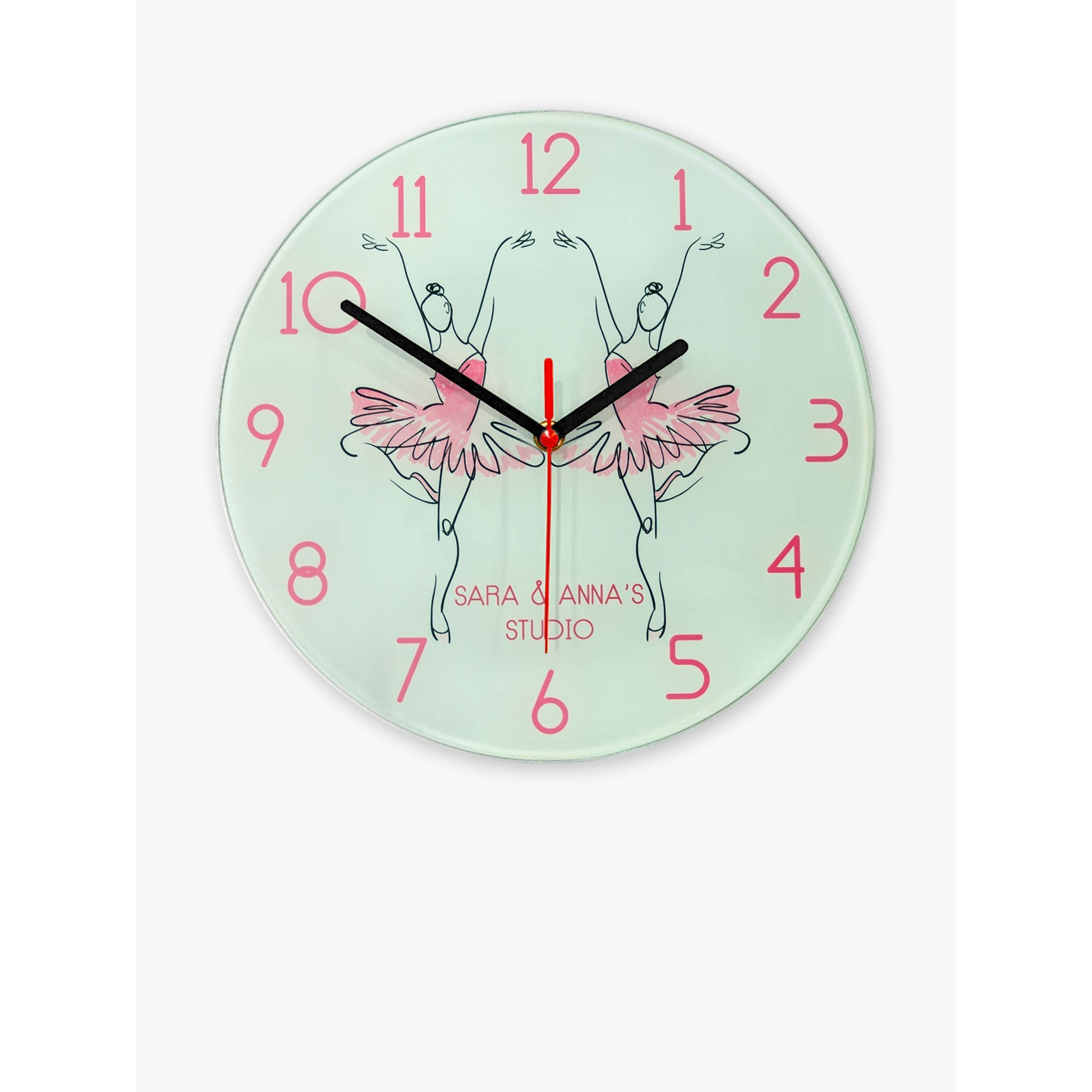 Treat Republic Kids' Personalised Ballet Glass Wall Clock, 20cm, Mint - image 1