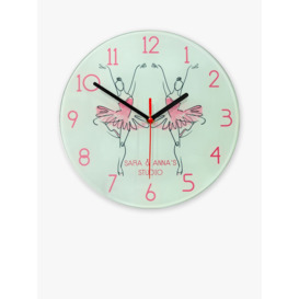 Treat Republic Kids' Personalised Ballet Glass Wall Clock, 20cm, Mint