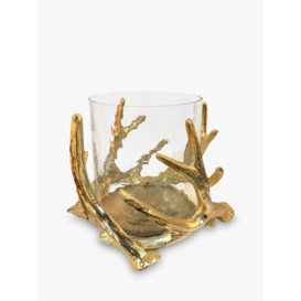 Culinary Concepts Antler Medium Hurricane Candle Holder, Gold - thumbnail 1
