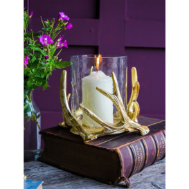 Culinary Concepts Antler Medium Hurricane Candle Holder, Gold - thumbnail 2