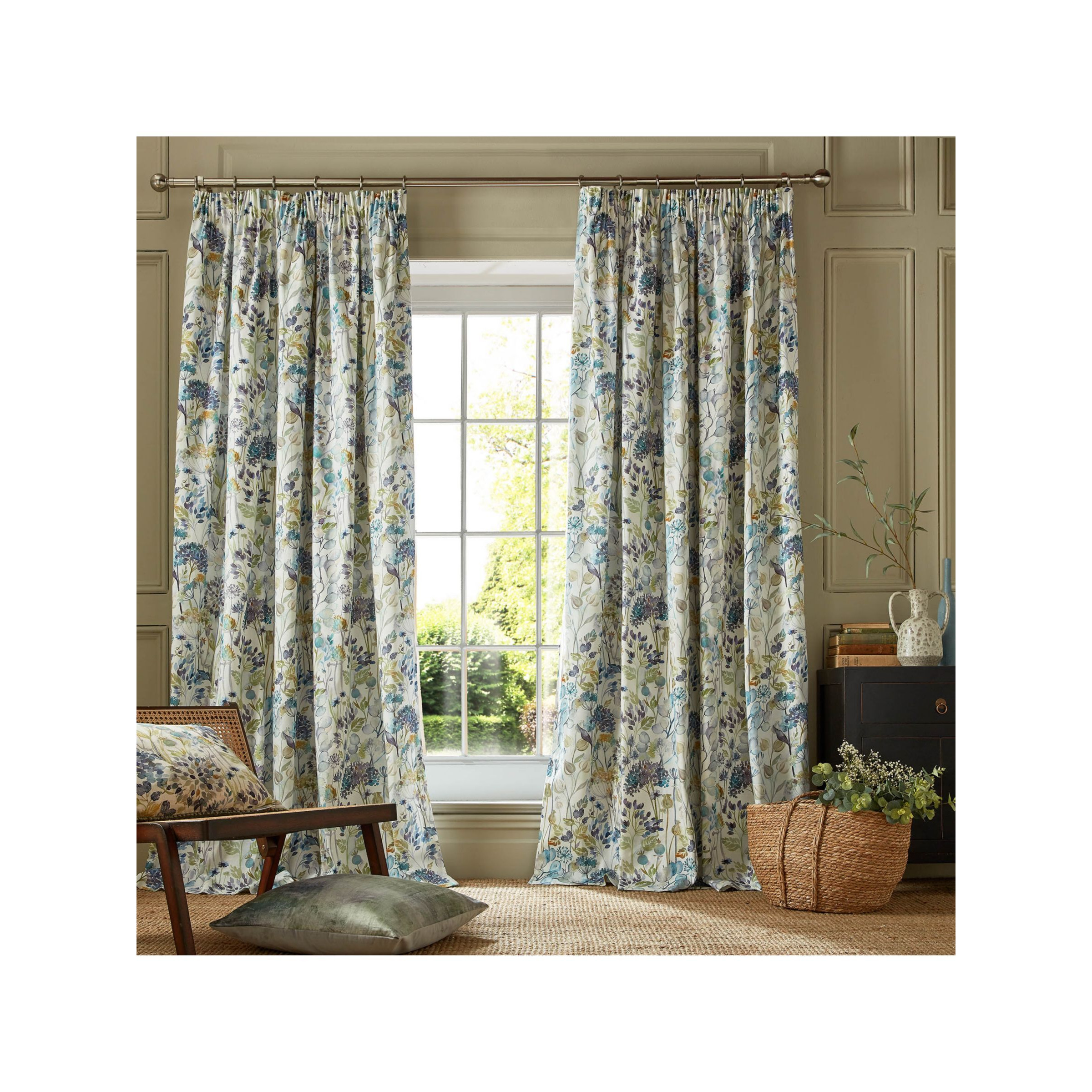 Voyage Country Hedgerow Pair Lined Pencil Pleat Curtains - image 1