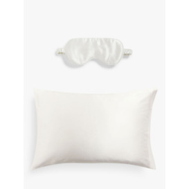 John Lewis Organic Mulberry Eye Mask and Silk Standard Pillowcase, White