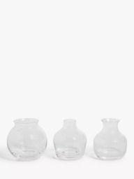 John Lewis Glass Bud Vases, Set of 3, Clear