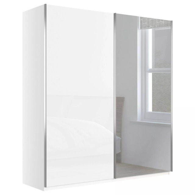 John Lewis Elstra 200cm Wardrobe with Glass and Mirrored Sliding Doors - image 1