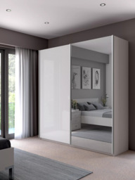John Lewis Elstra 200cm Wardrobe with Glass and Mirrored Sliding Doors - thumbnail 2