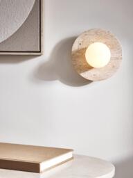 John Lewis Bowl Marble Wall Light, Travertine - thumbnail 3