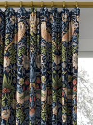 Morris & Co. Strawberry Thief Made to Measure Curtains or Roman Blind, Indigo/Mineral - thumbnail 2