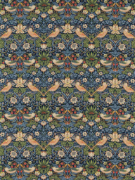 Morris & Co. Strawberry Thief Made to Measure Curtains or Roman Blind, Indigo/Mineral - thumbnail 1