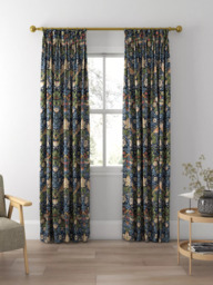Morris & Co. Strawberry Thief Made to Measure Curtains or Roman Blind, Indigo/Mineral - thumbnail 5