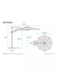 KETTLER Freestanding 360 Rotating Arm Parasol & Base, 3m - thumbnail 6
