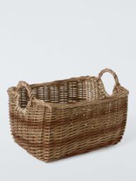 John Lewis Willow Log Basket, Dark Brown - thumbnail 1