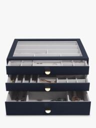 Stackers Supersize Glass Lid 3 Drawer Jewellery Box - thumbnail 1