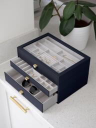 Stackers Supersize Glass Lid 3 Drawer Jewellery Box - thumbnail 2