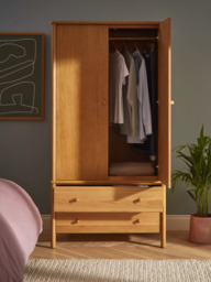 John Lewis Spindle Double Wardrobe with 2 Drawers, Oak - thumbnail 2
