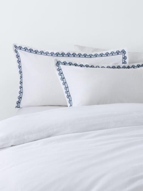 John Lewis Burford Pure Cotton Slub Embroidery Duvet Cover Set - image 1