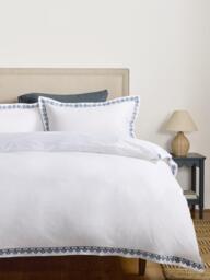 John Lewis Burford Pure Cotton Slub Embroidery Duvet Cover Set, Blue - thumbnail 6