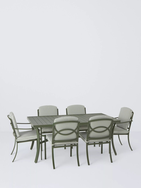 John Lewis Marlow Aluminium 6-Seater Rectangular Garden Dining Table & Chairs Set - image 1