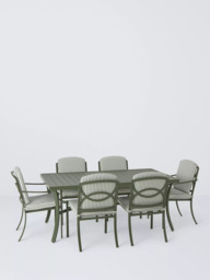 John Lewis Marlow Aluminium 6-Seater Rectangular Garden Dining Table & Chairs Set - thumbnail 1