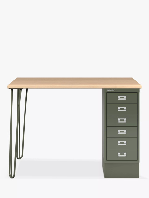 Bisley MultiDesk Oak Veneer Home Office Desk with 6 Drawers, 105cm - image 1