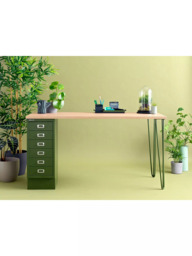 Bisley MultiDesk Oak Veneer Home Office Desk with 6 Drawers, 105cm - thumbnail 3