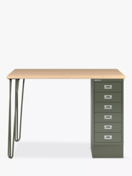 Bisley MultiDesk Oak Veneer Home Office Desk with 6 Drawers, 105cm - thumbnail 1