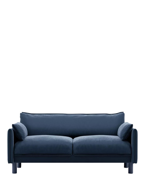 Cozmo Cozy 2 Seater Sofa, Blue Velvet Blue Piping - image 1