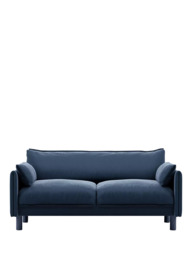 Cozmo Cozy 2 Seater Sofa, Blue Velvet Blue Piping - thumbnail 1