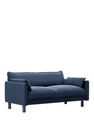 Cozmo Cozy 2 Seater Sofa, Blue Velvet Blue Piping - thumbnail 4