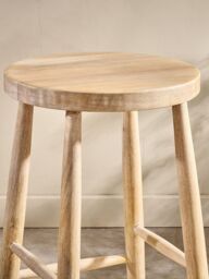 Nkuku Mengwi Round Bar Stool, Natural - thumbnail 1