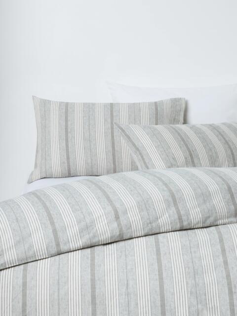 John Lewis Stony Brushed Cotton Stripe Duvet Cover - image 1