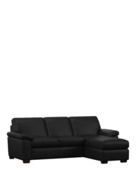 John Lewis Camden RHF Chaise End Leather Sofa Bed, Dark Leg