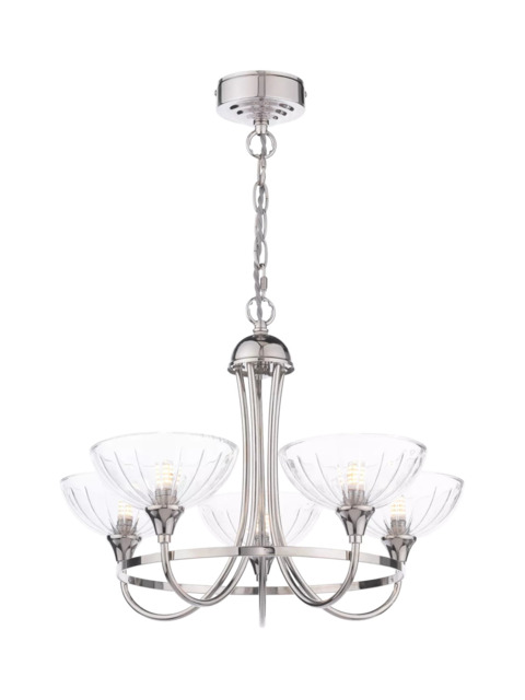 Laura Ashley Wellham 5 Arm Ceiling Chandelier, Polished Nickel - image 1