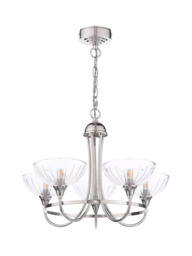 Laura Ashley Wellham 5 Arm Ceiling Chandelier, Polished Nickel - thumbnail 4