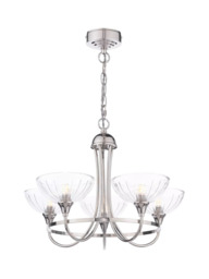 Laura Ashley Wellham 5 Arm Ceiling Chandelier, Polished Nickel