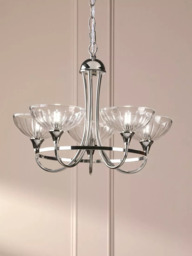 Laura Ashley Wellham 5 Arm Ceiling Chandelier, Polished Nickel - thumbnail 2