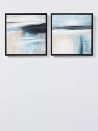 John Lewis 'Misty Skies' Framed Embellished Canvas Print, Set of 2, 35 x 35cm, Blue - thumbnail 1