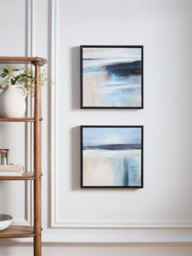 John Lewis 'Misty Skies' Framed Embellished Canvas Print, Set of 2, 35 x 35cm, Blue - thumbnail 2